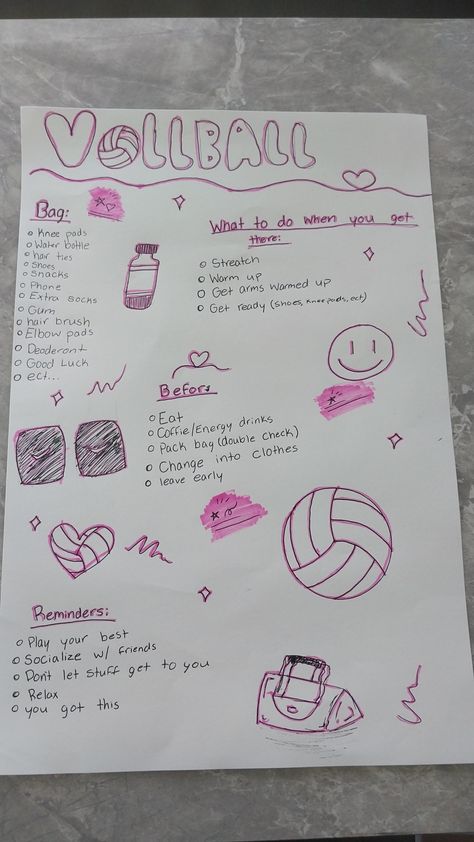 Volleyball Journal Ideas, Volleyball Notes, Volleyball Conditioning, Volleyball Tips, Paper Binder, Elbow Pads, Arm Warmers, Volleyball, Notebook