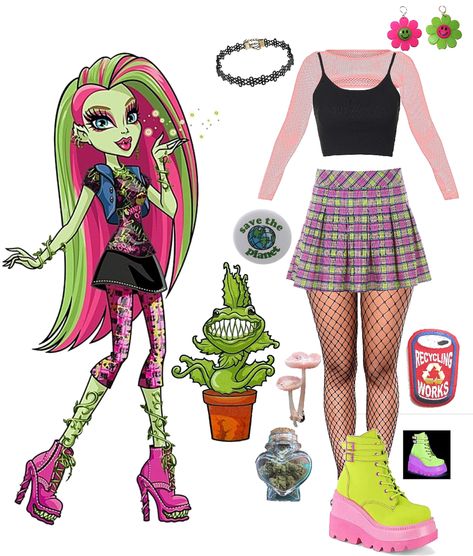 Emo Outfits For Girls, Monster High Halloween Costumes, Cartoon Halloween Costumes, Monster High Halloween, Monster High Cosplay, Venus Mcflytrap, Monster High Costume, Outfits Pastel, Monster High Clothes