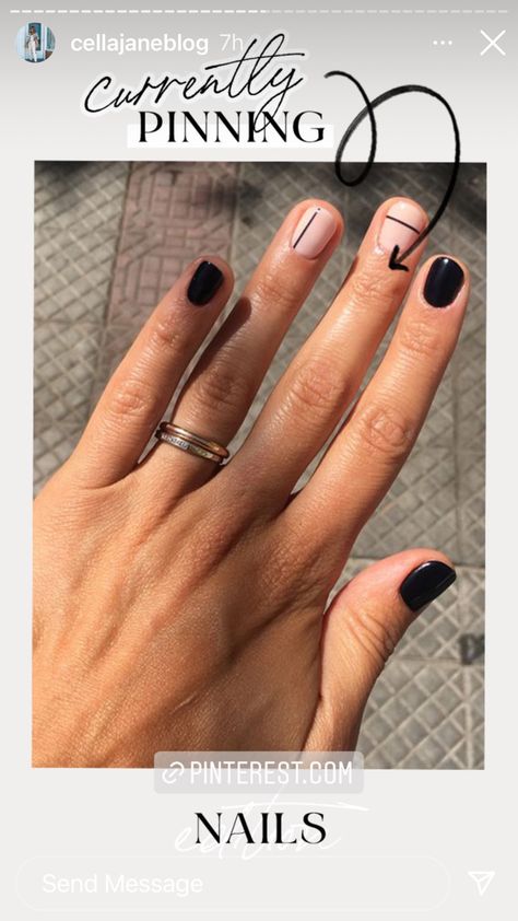 Shirt Manicure Nails, Black Line Manicure, Black Graphic Nails, Black Manicure Short, Red Black Nails, Shellac Nail Colors, Cat Nail Art, Nail Glam, Cat Nail