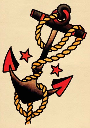 American Traditional Anchor, Sailor Jerry Anchor, Traditional Anchor Tattoo, Traditional Tattoo Meanings, Sailing Tattoo, Sailor Jerry Tattoo Flash, Sailor Tattoos, Anchor Tattoo Design, Sailor Tattoo