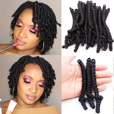 Crochet Braid Styles Ideas, Bob Spring Twist, Short Crochet Braid Styles, Twists Crochet Braids, Short Curly Crochet Hair, Twists Crochet, Short Crochet Braids, Short Hair Twist Styles, Kort Bob