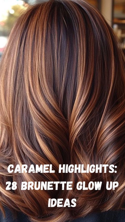 Caramel highlights are the perfect way to add warmth and dimension to brunette hair. These 28 ideas will inspire you to brighten up your look with subtle, golden tones or bold, rich streaks. Whether you prefer a soft, sun-kissed effect or a dramatic transformation, caramel highlights complement all hair types and skin tones, giving your brunette locks a glowing, multidimensional finish that’s both natural and stunning. Caramel Balayage Brunette Medium Hair, Multi Tonal Brunette Hair, Medium Brown Hair With Blonde Highlights Summer Hairstyles, Fall Caramel Hair Color, Fall Hair Auburn Caramel Highlights, Toned Down Highlights Brunettes, Carnal Hair Color, Fall Brunette Hair With Highlights, Dark Brown And Caramel Highlights