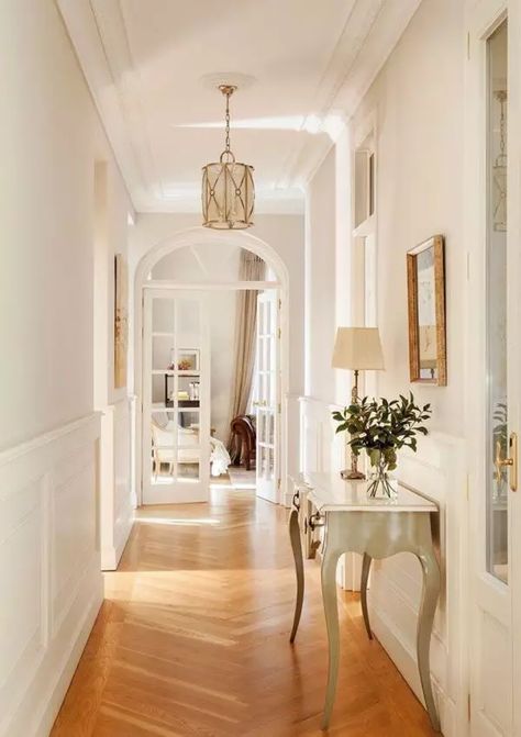 Bright Hallway, Ideas Baños, Bohemian Interior Design, Herringbone Floor, Sofa Set Designs, Hallway Ideas Entrance Interior Design, Bohemian Interior, Narrow Hallway, Light Fixtures Flush Mount