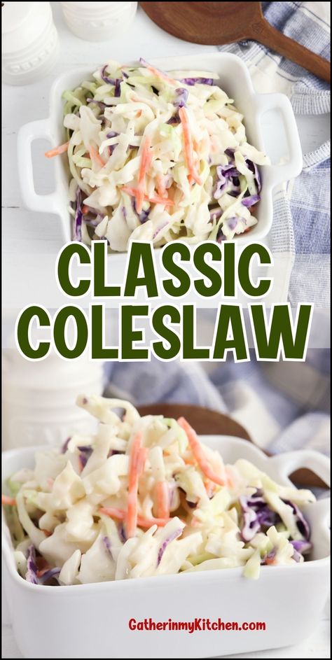 Searching for the perfect potluck side? Our classic coleslaw recipe is easy to make, travels well, and pairs perfectly with a variety of dishes. Tony Romas Coleslaw Recipe, Southern Cole Slaw Recipe Easy, Mayo Slaw Coleslaw Recipes, Coleslaw With Horseradish Recipe, Polish Coleslaw Recipe, Tri Color Cole Slaw Recipes, Coal Slaw Recipe, Coleslaw Dressing Recipe Easy, Bag Of Coleslaw Recipes