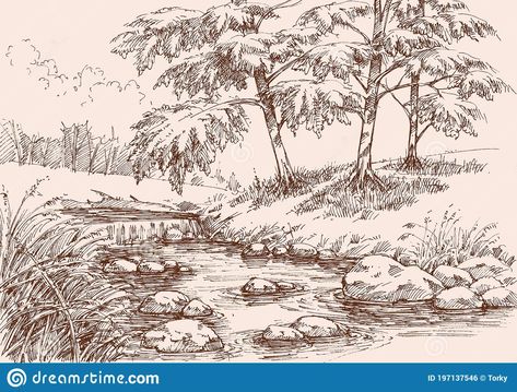 Illustration about Waterfall on a river in alpine landscape hand drawing. Illustration of outdoor, spray, label - 197137546 River Drawing Reference, River Bank Drawing, Creek Illustration, Creek Drawing, Stream Illustration, River Sketch, Poetry Illustration, River Illustration, River Drawing