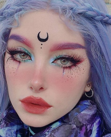 Extreme Make-up, Teknik Makeup, Halloweenský Makeup, Kawaii Makeup, Face Art Makeup, Moon Aesthetic, Fairy Makeup, Dope Makeup, Makijaż Smokey Eye