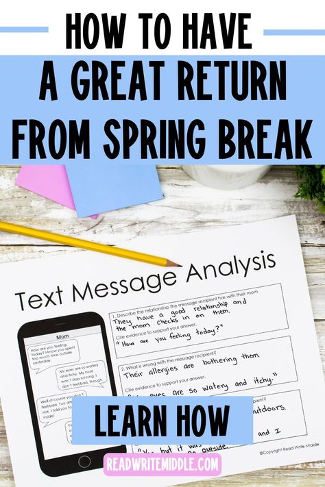 Having mixed feelings about the return from spring break? Learn about these great after spring break activities for middle school. These spring reading comprehension activities are the perfect way to come back from spring break in your middle school ELA clssroom. Your 5th grade, 6th grade, & 7th grade students will love this engaging reading comprehension practice with making inferences, context clues, and much more! Spring Break Writing Activities, After Spring Break Back To School, Back From Spring Break Activities, After Spring Break Activities, Spring Reading Comprehension, Spring Break Activities, Context Clues Activities, Reading Comprehension Practice, Morning Work Activities