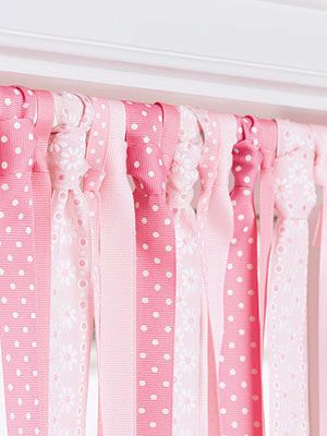 Make your own ribbon curtains - perfect for a child's room. Ribbon Curtain, Big Girl Rooms, Diy Home Decor Projects, Kids' Room, Girl's Room, Girl Room, Girls Bedroom, Decor Project, Kids Bedroom