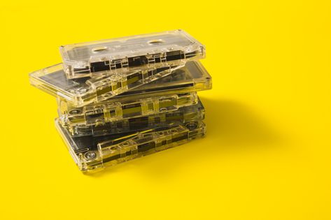 Cassette Tapes Aesthetic, Tapes Aesthetic, Cassette Tape Storage, Audio Cassette Tapes, Audio Cassette, Yellow Aesthetic, Photo Editing Software, Backgrounds Free, Yellow Background