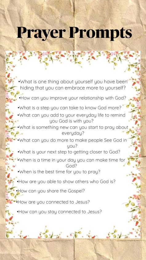 Prayer prompts Prayer Journal Prompts, Prayer Prompts, Prayer Ideas, Connection With God, Notes Quotes, Organize Your Thoughts, Faith Journaling, Journal Templates, Get Closer To God