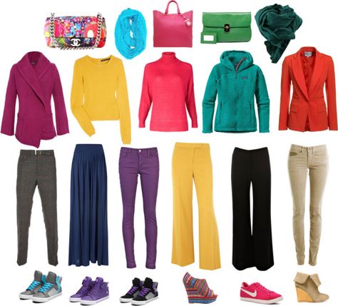 "Look What I Could Wear If I Wanted: Bright Spring Casual" by mpsakatrixie on Polyvore Bright Capsule Wardrobe, Clear Spring Outfits, Bright Spring Outfits, Clear Spring Palette, Warm Spring Outfits, True Spring Colors, Bright Colored Outfits, Colorful Wardrobe, Mode Tips