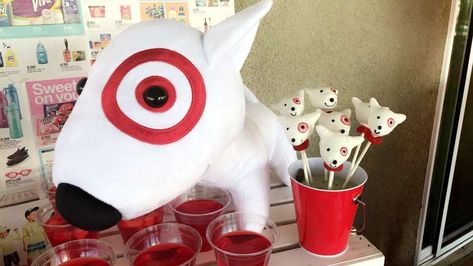 Target Birthday Party! | CatchMyParty.com Target Themed Birthday Party, Target Birthday, Target Party, Pumpkin Patch Party, Starbucks Birthday, Target Store, Candy Land Birthday Party, Kids Themed Birthday Parties, Candyland Birthday