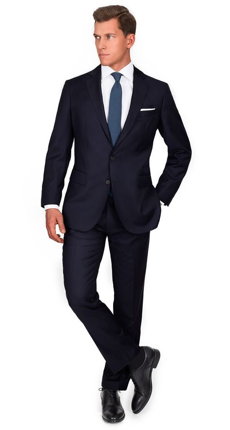 THE Q. Suit in Solid Dark Navy Wool Dark Navy Blue Suit, Father Of The Bride Attire, Dark Navy Suit, Suit Overcoat, Close Calls, Mens Office Wear, Dark Blue Suit, Dark Suit, Blue Suit Men