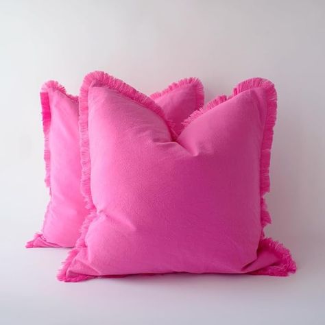 Amazon.com: Boho Pillow Covers Hot Pink Pillow Covers 18x18 Soft Square Cushion Cases Decorative Pink Throw Pillows Set of 2 for Sofa Bedroom Car 18 x 18 Inch Hot Pink : Home & Kitchen Preppy White Bed Sheets, Desert Throw Pillows, Coastal Boho Pillows, Pink Decorative Pillows On Bed, Pink And Orange Pillows On Bed, Pink Pillows For Bed, Cute Things For Bedroom Decor, Dorm Room Throw Pillows, Cute Preppy Pillows