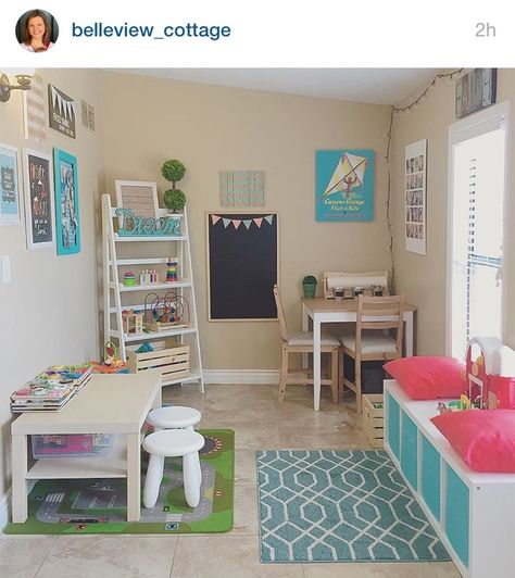 Small Play Therapy Room, Play Therapy Room, Home Daycare Ideas, Homeschool Room Organization, Small Playroom, Baby Playroom, Homeschool Decor, Kids Office, Therapy Office Decor