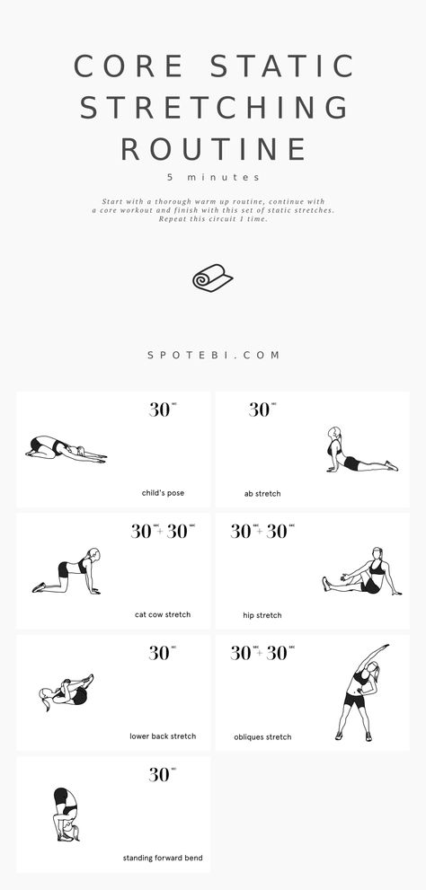 Finish your core workout with this static stretching routine. Abs, obliques, and lower back stretches to increase your flexibility and release all tension. Start the timer, play the music, and relax! https://www.spotebi.com/workout-routines/core-static-stretching-exercises/ Best Arm Stretches, Arms And Back Stretch, Post Arm Workout Stretches, Static Arm Stretches, Chest Day Stretches, Pull Day Stretches, Stretching For Upper Body Workout, Static Stretching Exercises, Stretches For Upper Body Workout