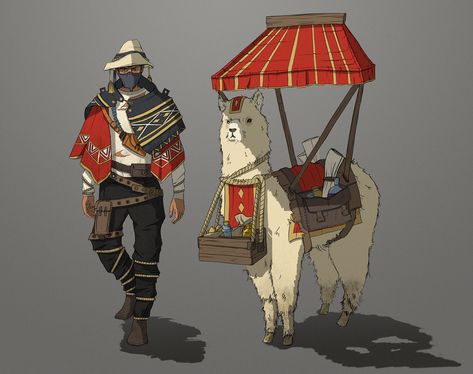 Dnd Shopkeep, Fantasy Transportation, Traveling Merchant, Gods And Monsters, Backpack Art, Fantasy Sci Fi, Sci Fi Horror, Game Concept Art, Modern Fantasy