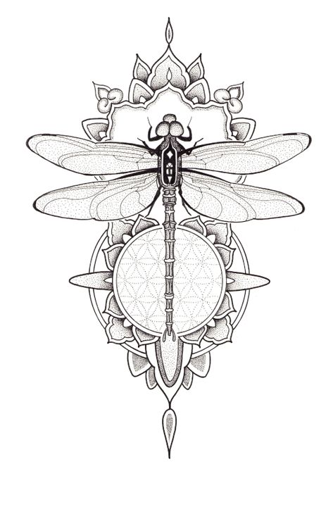 Tattoo Design Mandala, Dragonfly Mandala, Dragonfly Artwork, Dragonfly Drawing, Flower Of Life Pattern, La Tattoo, Dragonfly Tattoo Design, Dragonfly Insect, Butterfly Tattoos For Women