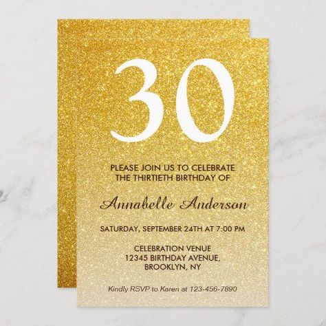 $2.80 | Any Age Glam Yellow Gold Glitter Sparkle Birthday #glitter #sparkle #girly #birthday #anyage #15th16th18th20thbirthday #21st30th40th50thbirthday #60th70th80th90thbirthday #yellow #goldglitter Sparkle Ombre, Birthday Card Invitation, Gold Glitter Ombre, Birthday Elegant, Sparkle Birthday, Thirty Birthday, 60th Birthday Invitations, Sweet Sixteen Invitations, Ombre Glitter