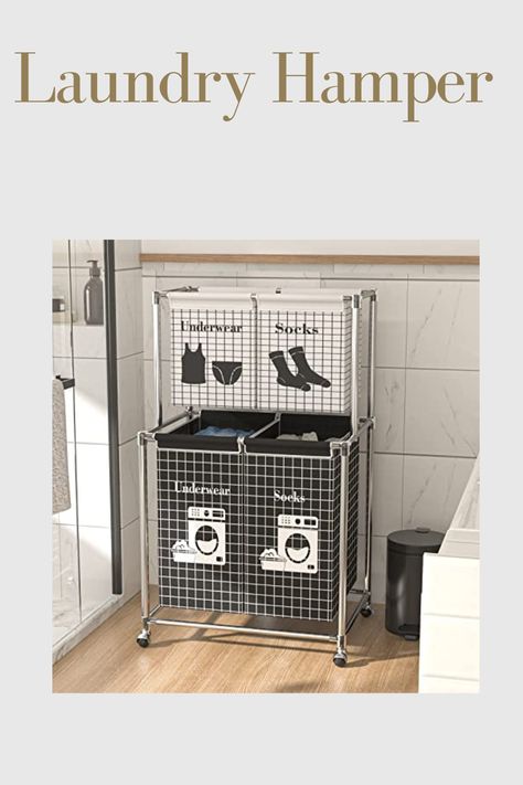 TENNTOU 2-Tier Laundry Sorter Cart with Wheel, 4 Sections Laundry Hamper, Vertical Laundry Basket Organizer, Sturdy Frame with 4-Bags for Laundry Room, Bathroom, Living Room #Affiliate As an Amazon Associate, I earn from qualifying purchases. #LAUNDRY #HAMPER #APARTMENT #DORM 3 Section Laundry Hamper, Laundry Basket Organizer, Laundry Basket Holder, Apartment Laundry, First Apartment Essentials, Laundry Basket Organization, Laundry Bin, Apartment Dorm, Laundry Sorter