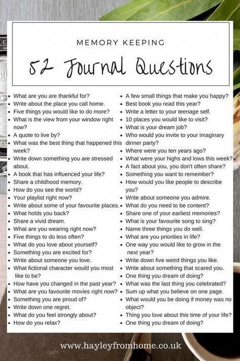 52 Journaling Ideas for Memory Keeping – Scrap Booking #JustRandom Crafts Table, Journal Questions, Stephen Covey, Writing Therapy, Vie Motivation, Journal Writing Prompts, Letter To Yourself, Memory Keeping, Self Care Activities