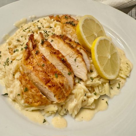 Chicken Orzo Pasta, Chicken With Orzo, Lemon Chicken Pasta, Date Night At Home, Creamy Lemon Chicken, Orzo Recipes, Stove Top Recipes, Chicken Breast Seasoning, Lemon Pepper Chicken