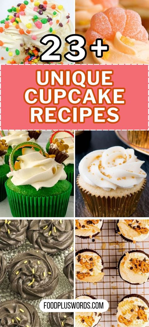 Check out 25 easy Cupcake Recipes for homemade baking. Perfect for beginners and experts alike, these recipes cover everything from classic Vanilla to festive Christmas treats. Unleash your baking creativity with unique flavors and simple instructions. Transform your kitchen into a cupcake haven with these simple, tasty ideas. Christmas Flavored Cupcakes, Specialty Cupcakes Recipes, Weird Cupcakes, Unique Cupcake Ideas, Jumbo Cupcake Recipes, Starburst Cupcakes, Impressive Cupcakes, Unusual Cupcakes, Gourmet Cupcakes Flavors