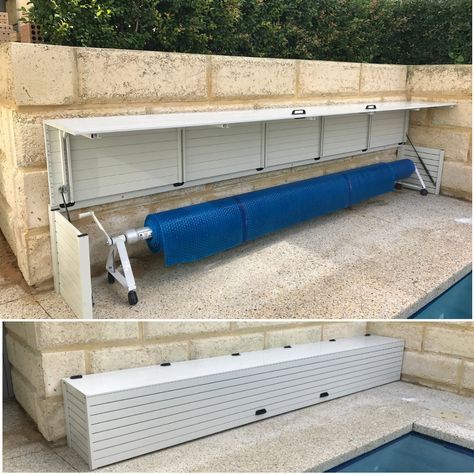 Make Your Pool Area Event Better! With a Pool Blanket Box - Sustain Outdoors Pool Blanket Boxes, Pool Blanket Storage, Pool Shed Storage Ideas, Outdoor Pool Storage Ideas, Outside Pool Area Ideas, Outdoor Pool Areas, Outdoor Pool Area Ideas, Pool Shade Ideas, Pool Storage Ideas