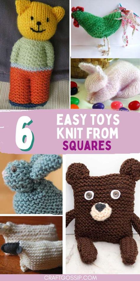 What To Do With Knitted Squares, Knitted Squares Projects, Easy Knit Gifts, Quick Knit Gifts, Knitting Toys Easy, Hand Knit Toys, Knitting Quilt, Double Knitting Patterns, Indie Craft