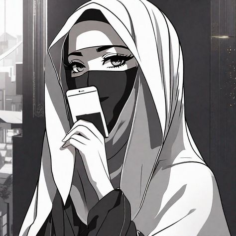 Hijabi Pfp Cartoon, Hidden Face Aesthetic, Muslim Anime, Hijab Anime, Anime Hijab, Flipagram Instagram, Anime Muslim, Wallpaper Doodle, Hijab Cartoon