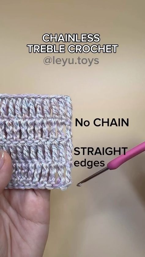 Leyu Toys | Old tip for new crocheters 😉 How to Chainless starting Treble crochet. * No CHAIN * STRAIGHT edge Achieve clean treble crochet edges by... | Instagram How To Treble Crochet, Crochet Edges, Treble Crochet, Crochet Tutorial Pattern, Crochet Hack, Crochet Stitches For Blankets, Beginner Crochet Tutorial, Easy Crochet Stitches, Treble Crochet Stitch