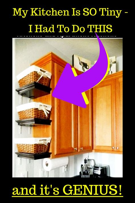 Small Rental Apartment, Tiny Apartment Kitchen, Kitchen Clutter Solutions, Small Kitchen Shelf, Small Kitchen Storage Hacks, Get Seriously Organized, Seriously Organized, Diy Kitchen Shelves, Clutter Solutions