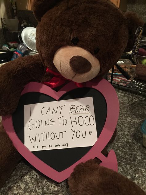 Homecoming bear Teddy Bear Promposal, Bear Prom Proposal, I Couldn’t Bear Hoco Without You, Will You Be My Boo At Hoco, Bear Hoco Poster, Bear Hoco Proposals, Bear Promposal, Will You Be My Valentine Poster Ideas, Promposal Ideas For Her