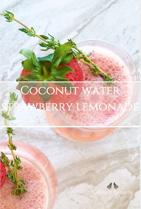 Coconut Hydration Drink, Flavored Coconut Water, Coconut Water Hydration Drink, Coconut Water Lemonade, Strawberry Coconut Mocktail, Coconut Water Recipes Drinks Healthy, Strawberry Coconut Drink, Coconut Water Drink Recipes, Coconut Water Drink