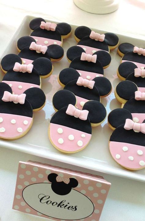 Cupcakes Minnie Mouse, Bolo Musical, Γενέθλια Mickey Mouse, Mouse Cookies, Minnie Mouse Birthday Party Ideas, Minnie Mouse Theme Party, Minnie Mouse Cookies, Mickey Mouse Cookies, Minnie Mouse Birthday Cakes