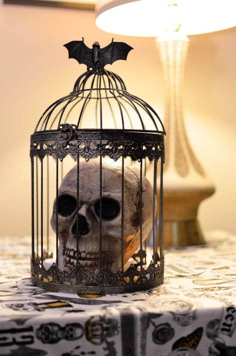 Spooky Centerpiece Ideas, Spooky Centerpieces, Birdcage Centerpiece, Spooky Diy, Cheap Halloween Decorations, Centerpiece Diy, Creepy Halloween Decorations, Spooky Party, Room Aesthetics