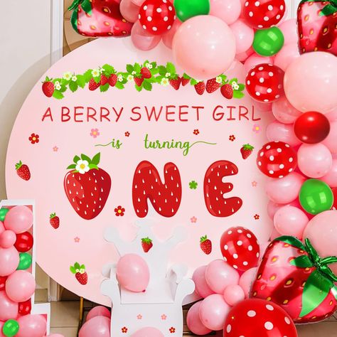 PRICES MAY VARY. 🍓Berry One Decor: Brighten up your little one's first birthday party with this charming "A Sweet Berry Girl is Turning One" decals, adding a charming and sweet atmosphere to your strawberry-themed birthday decoration. 🍓Widely Use: The berry first birthday party sign is ideal for strawberry theme party, baby girl's first birthday party, baby shower, summer fruit party and more. The small strawberry stickers can also be used to decorate your gift bags or other party supplies! 🍓 Feb First Birthday Ideas, Babygirl 1st Birthday Theme, Berry Sweet One Birthday Theme, One Year Birthday Party Ideas Decor, 1st Birthday Girl Berry Theme, Cute 1st Birthday Themes Girl, Girl First Birthday Party Ideas Summer, Turning One Birthday Girl Themes, A Berry Sweet One Birthday