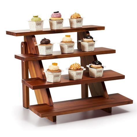 PRICES MAY VARY. ✅ Natural, Enviromentally-Friendly: Made of 100% Acacia wood, one of the best materials that a Display Cupcake Stand can get. Acacia is 100% sustainable and of top quality wood, making it a green product and completely safe way to decorate and place your cupcakes ✅ Good Quality : Craftsmen carefully carved the cupcake tower, and only the best wood was used to make the cupcake display risers solid and long lasting. Cupcake stands are hefty and sturdy enough to withstand outside. Wedding Cupcake Table, Wooden Display Shelves, Funko Pop Shelves, Wooden Cupcake Stands, Wood Cupcake Stand, Square Cake Stand, Cupcake Table, Cupcake Display Stand, Pastry Display