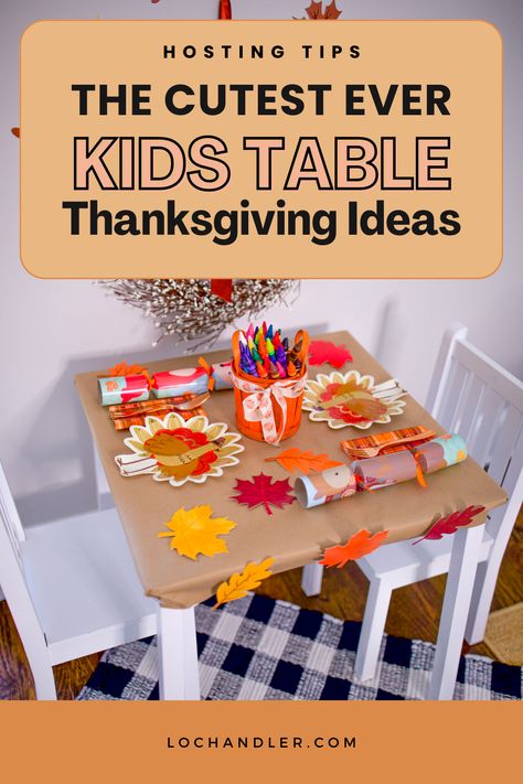 Paint Kids Table, Kids Table Set, Hosting Thanksgiving Dinner, Ideas For Thanksgiving, Thanksgiving Kids Table, Party Crackers, Simple Table Settings, Table Decoration Ideas, Hosting Occasions