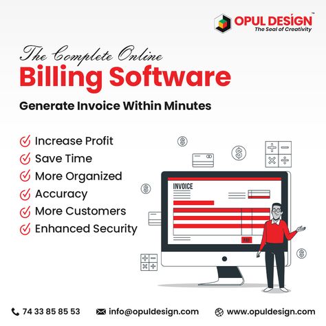 The Complete Online Billing Software. Generate Invoice Within Minutes For more information +91 7433858553 www.opuldesign.com info@opuldesign.com #billing #software #programming #developer #technology Invoicing Software, Billing Software, Small Business Owners, Small Business Owner, Leicester, Business Owners, Software Development, Programming, Software