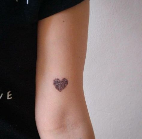 Tattoo Heart Fingerprint, Two Fingerprints Heart Tattoo, Heart To Heart Tattoo, Thumbprint Heart Tattoo Placement, Heart Thumbprint Tattoo, Fingerprints Tattoo, Heart Fingerprint Tattoo, Thumb Print Heart Tattoo, Cute Heart Tattoos