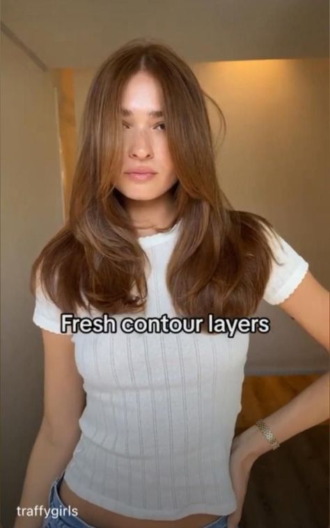 Simple Haircut Ideas Long Hair, Layered Haircut In Ponytail, Healthy Hair Haircut, Fine Hair With Face Framing Layers, Frame Layers Medium, Easy Maintenance Medium Length Haircut, Haircuts For Messy Hair, Medium Length Haircut Light Layers, Trendy Haircuts Straight Hair