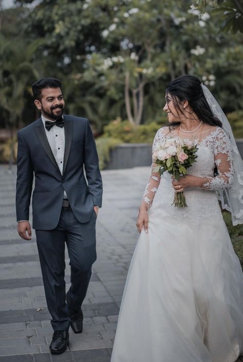 White Gown Couple Photoshoot, Christian Bride Photoshoot Poses, Groom Christian Wedding Outfits, Marrige Pose Wedding Photos, Christian Groom Outfit, Christian Marriage Photography, Christian Wedding Couple Poses, Bridal Frock, Wedding Photography Poses Bridal Party