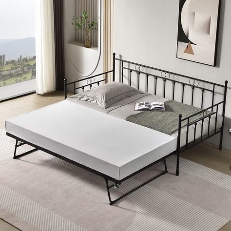 Trundle Bed Twin, Daybed With Pop Up Trundle, Metal Day Bed, Pop Up Trundle Bed, Metal Daybed With Trundle, Pop Up Trundle, Bed Frame Sets, Trundle Bed Frame, Twin Daybed With Trundle