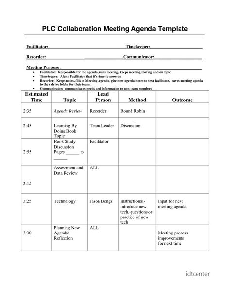 collaboration meeting agenda template In a collaborative meeting, the agenda or is a list of subjects to discuss. An effective collaboration meeting agenda template increases the productivity Curriculum Coach, Team Meeting Agenda, Reading Coach, Business Agenda, Literacy Coach, Elementary Principal, Meeting Template, Professional Learning Communities, Staff Development