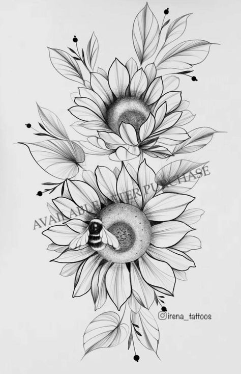 Sunflower Tattoo Stencil, Sunflower Mandala Tattoo, Sunflower Tattoo Sleeve, Sunflower Tattoo Shoulder, Rose Drawing Tattoo, Sunflower Drawing, Tattoo Outline Drawing, Floral Tattoo Sleeve, Sunflower Tattoos