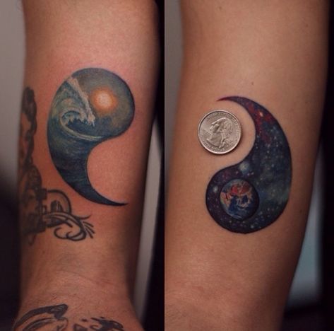 Ying and yang Ying Yang Couple Tattoo, Matching Ying Yang Tattoo, Yin Yang Couple Tattoo, Ying Yang Tattoo For Couples, Married Tattoos, Yin Yang Couple, Marriage Tattoos, Couple Tattoos Unique Meaningful, Couple Tattoo Ideas