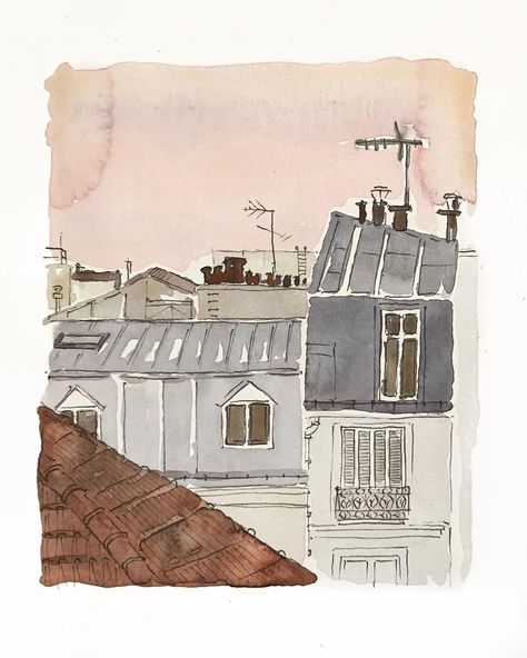 Lina Nordin Gee on Instagram: “My first ever water colour of Paris ☺️ This is a detail of our view from our Montmartre apartment! I’m working on a few more, and who…” Paris View, Montmartre Paris, Paris Art, Water Colour, Who Knows, Post Cards, In Time, Vintage World Maps, Apartment