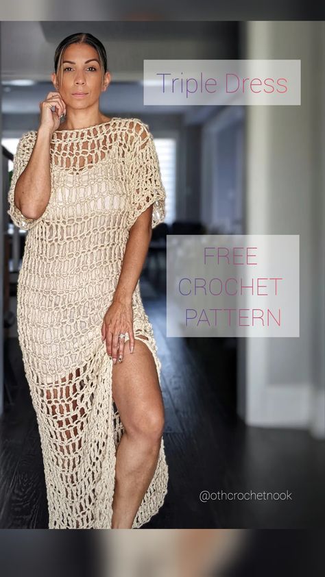 Crochet Beach Wear Pattern, Crochet Beach Dress Pattern, Summer Dress Patterns Free, Crochet Bathing Suit Cover, Crochet Beach Wear, Knit Summer Dress, Crochet Bathing Suits, Crochet Beach Dress, Crochet Summer Dresses