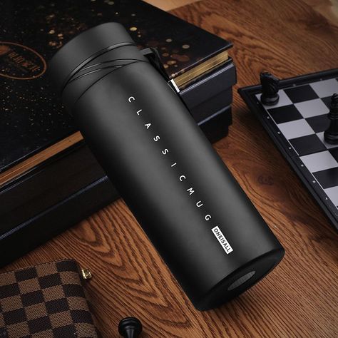 900Ml Stainless Steel Vacuum Flask Water Bottle Thermos Coffee Travel Mug Cup Thermos Coffee Mug, Sports Drink Bottle, Black Water Bottles, Stylish Water Bottles, Trendy Water Bottles, Photo Tumbler, Coffee Thermos, Bottle Design Packaging, Coffee Travel Mug